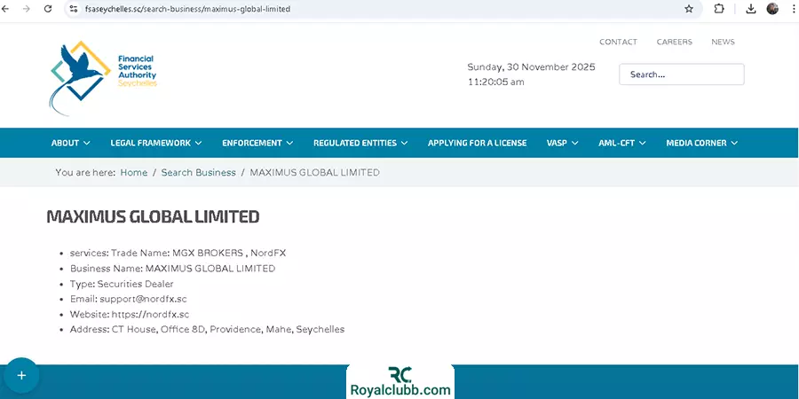 رگوله FSA بروکر نورد اف ایکس