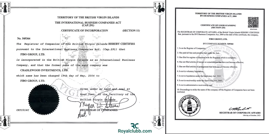 گواهی وضعیت خوب بروکر فیبوگروپ