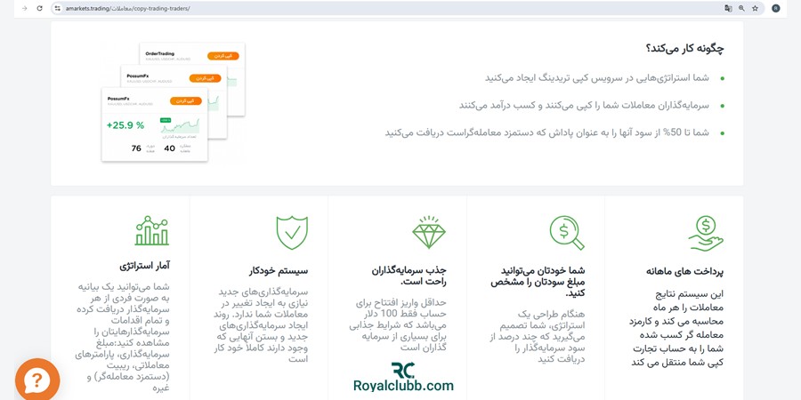 نحوه عملکرد حساب کپی تریدینگ آمارکتس