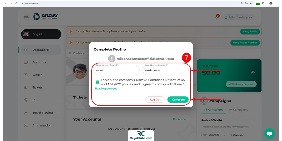 ثبت نام بروکر دلتا اف ایکس