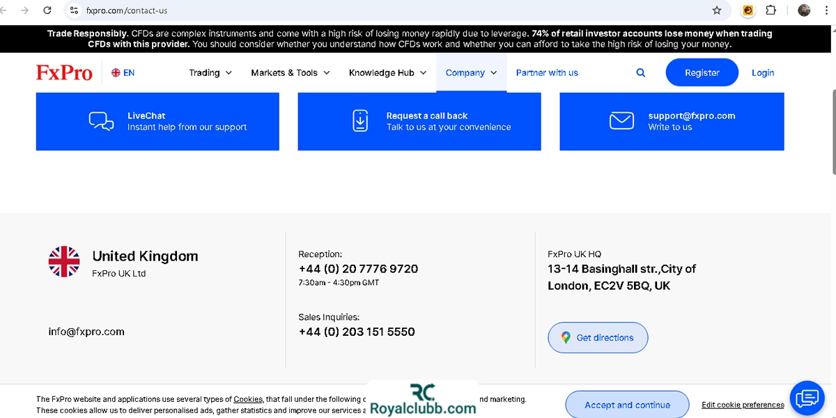ارتباط با بروکر اف ایکس پرو