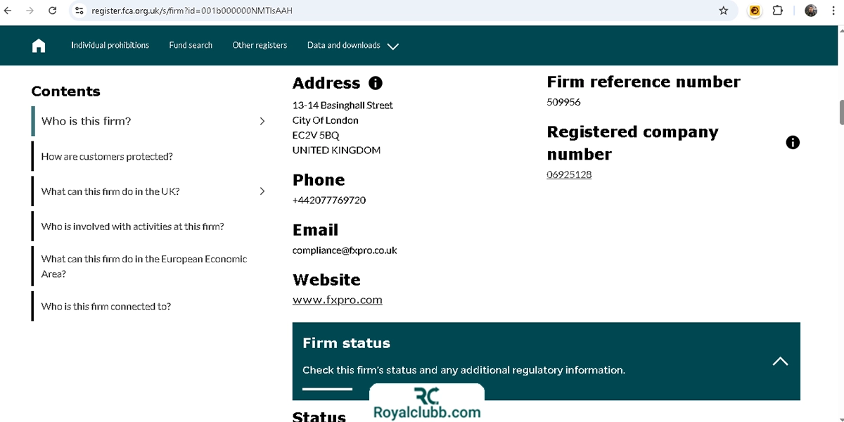 مجوز FCA بروکر اف ایکس پرو