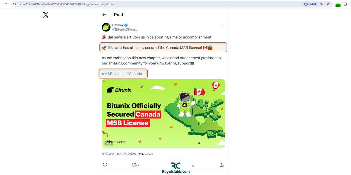 مجوز MSB کانادا (FINTRAC) صرافی بیت یونیکس