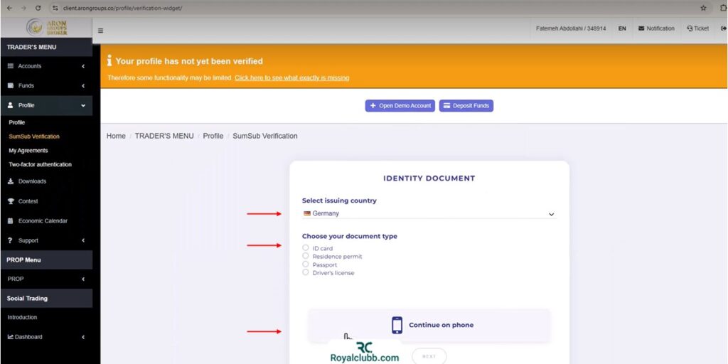 آموزش احراز هویت در بروکر آرون گروپس