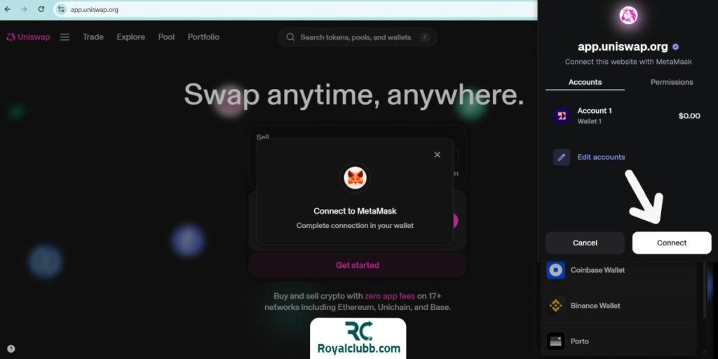 اتصال صرافی یونی سواپ به متامسک