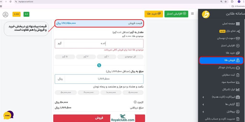 فروش طلا در طلاین
