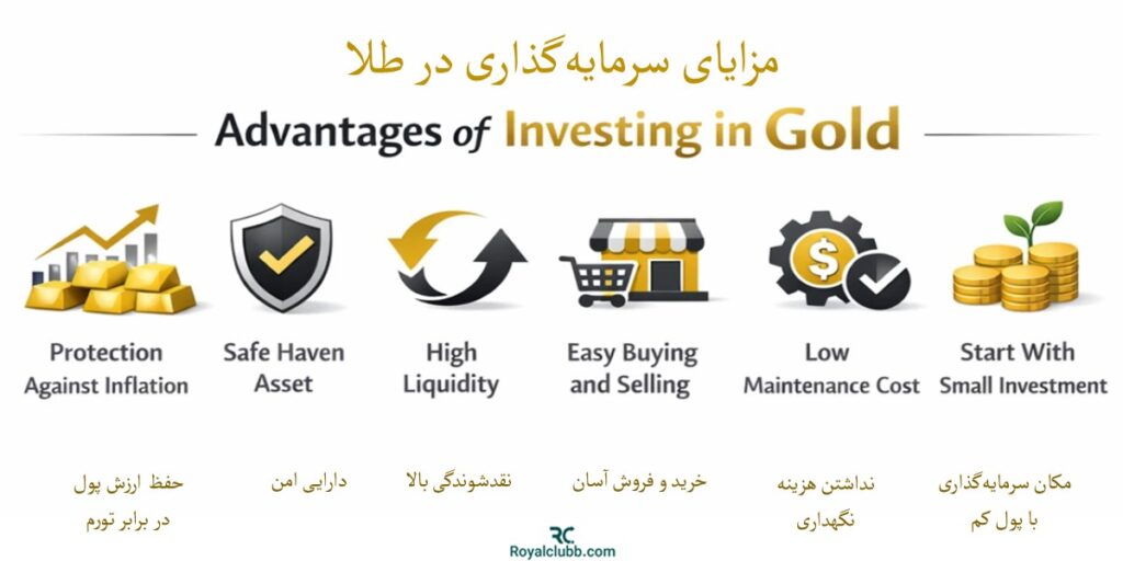 مزایای سرمایه‌گذاری در طلا