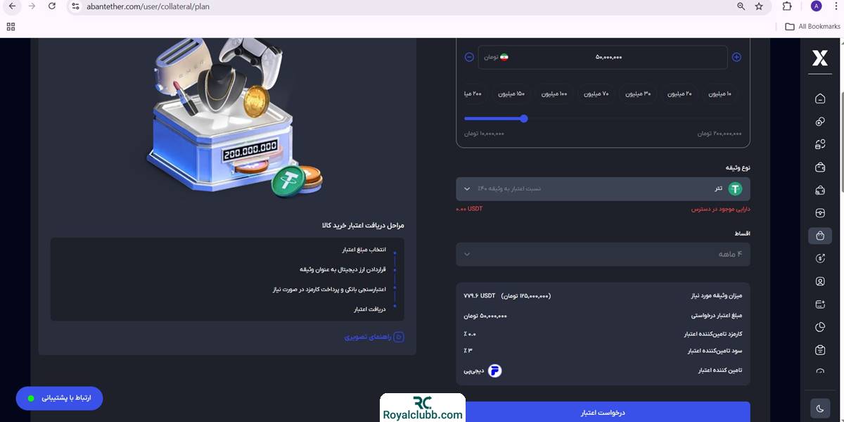 اعتبار خرید کالا آبان تتر