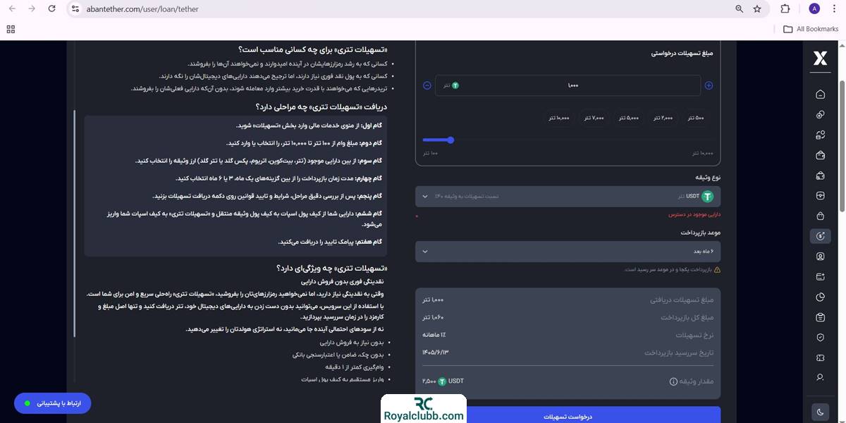 تسهیلات آبان تتر