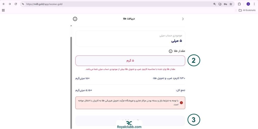 تحویل فیزیکی میلی گلد