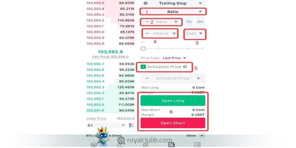 مراحل ثبت سفارش Trailing Stop در زیر آمده است.