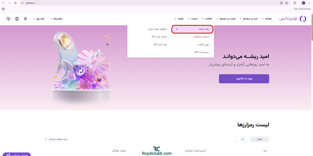 رشد ثروت نوبیتکس