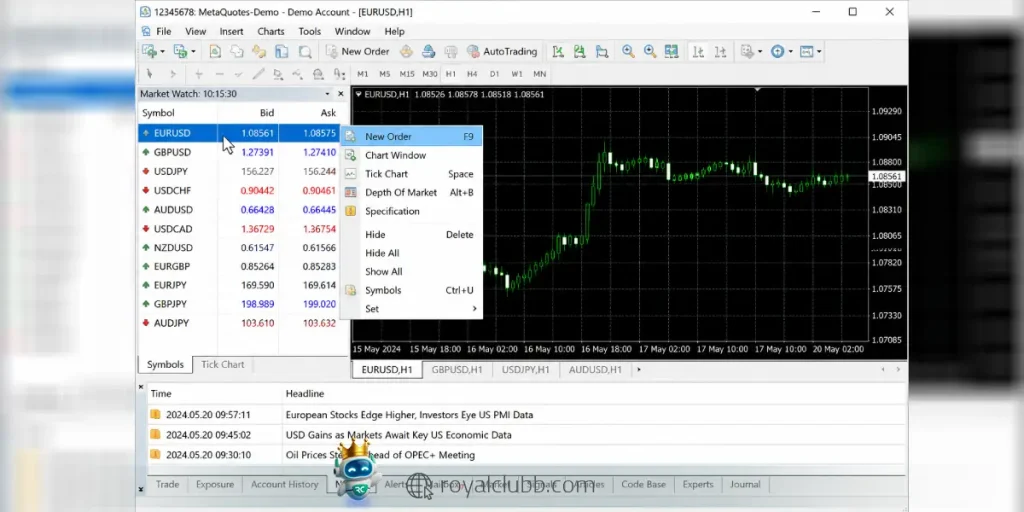 نماد Symbol در پنجره market watch