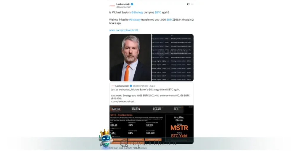 انتقال بیت کوین از کیف پول منتسب به استراتژی