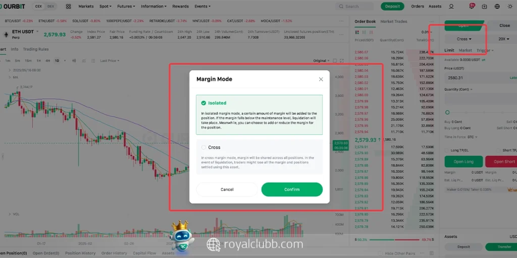 مرحله اول آموزش معاملات فیوچرز در صرافی اوربیت (تنظیم Position Mode، Margin Mode و Leverage Mode)